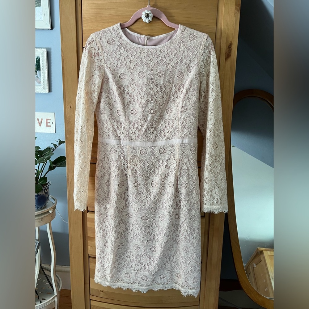 Maggy London light pink lace overlay cocktail dress